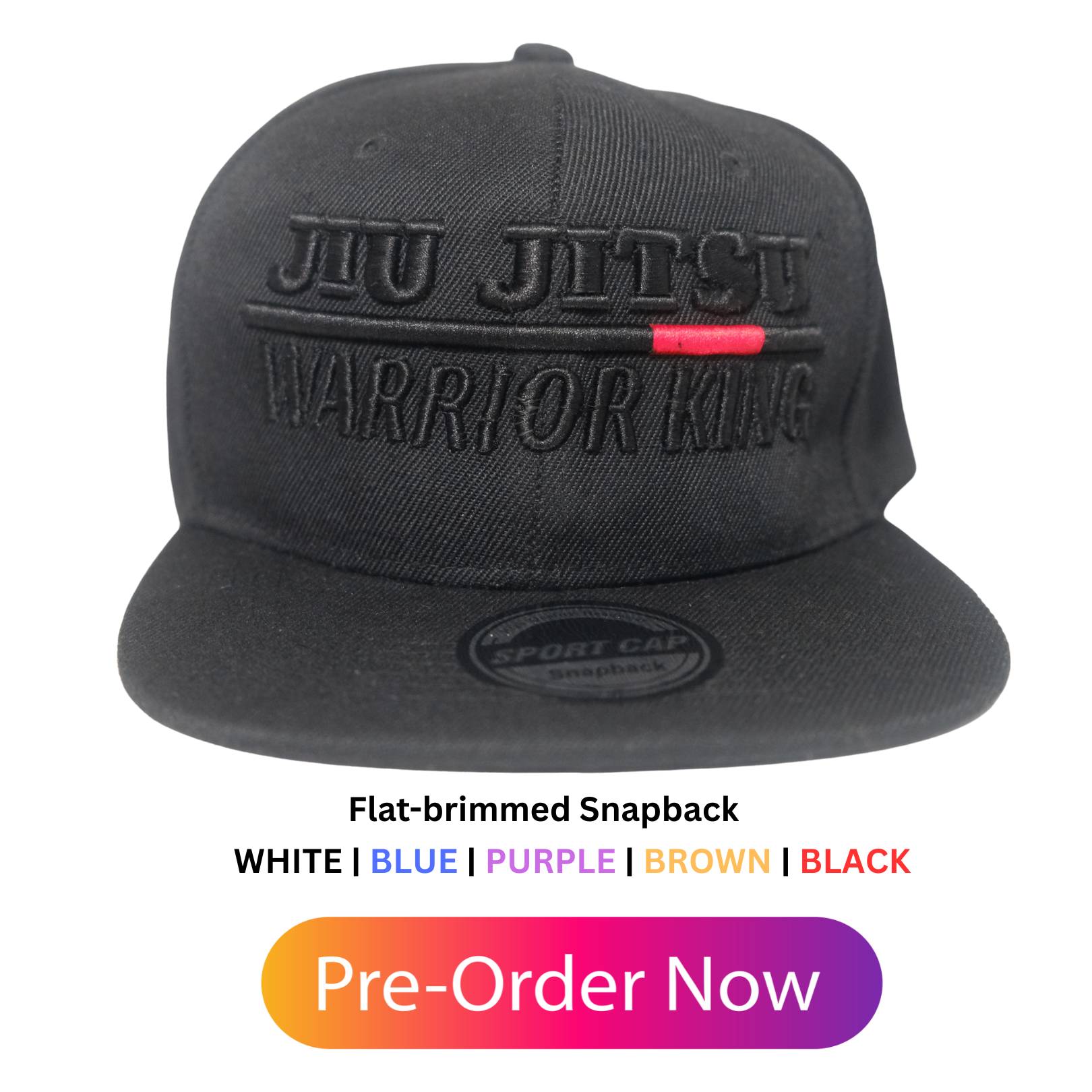 WKFW Jiu Jitsu Embroidered Cap - Flat-brimmed Snapback | Curved-brimmed Strapback - Image 2